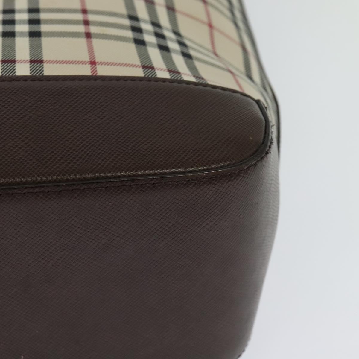 Burberry Nova Check Shoulder Bag Canvas Leather Beige Brown Silver - 16