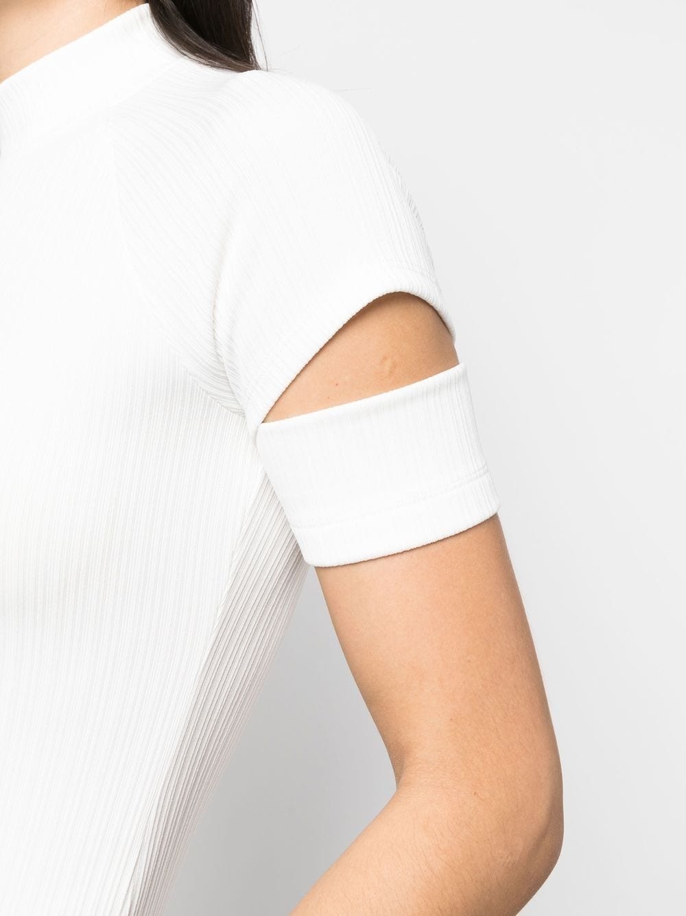 ribbed cut-out sleeve top - 5