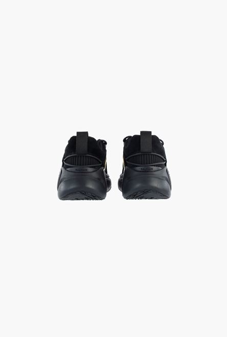 Black suede and mesh B-Runner sneakers with gold-tone details - 3