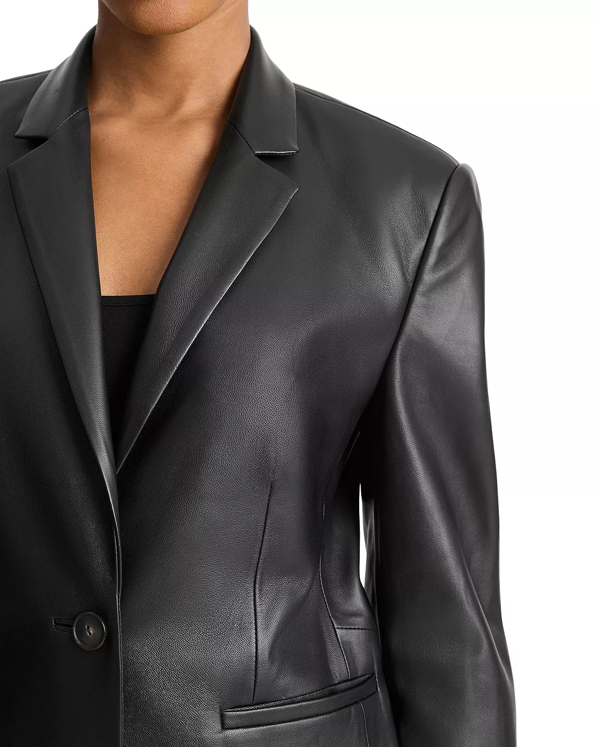 Srunken Leather Blazer - 4