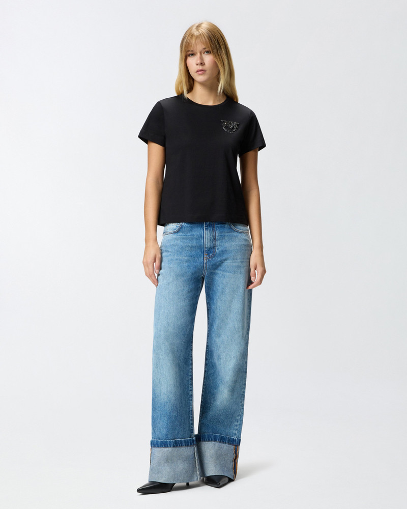 T-SHIRT WITH CRYSTAL-EMBROIDERED LOVE BIRDS LOGO 4