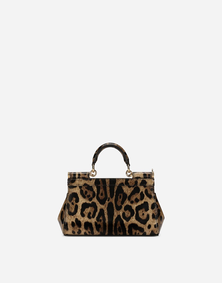 Small Sicily bag in leopard-print polished calfskin - 4