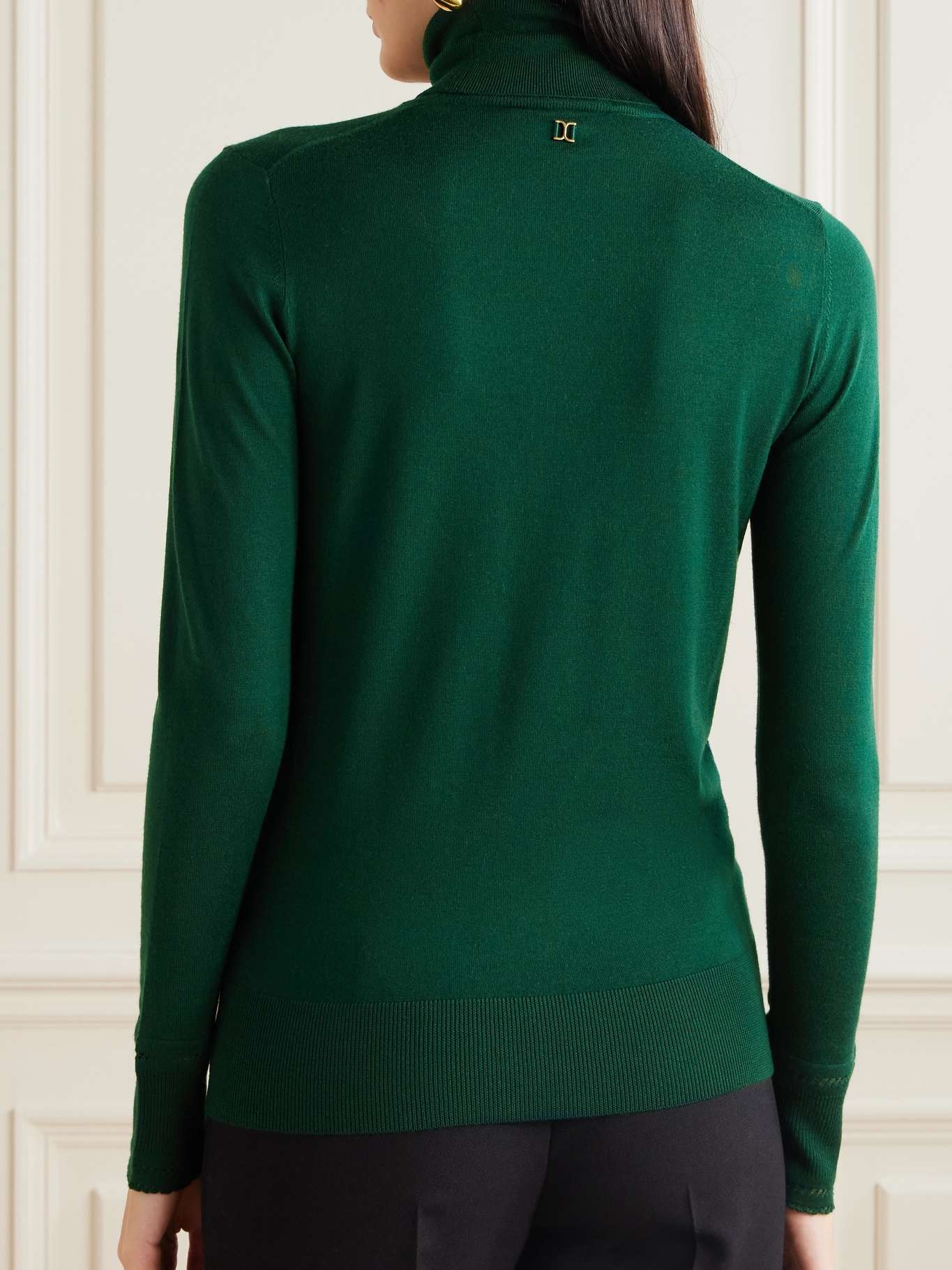Pointelle-knit wool turtleneck sweater - 4