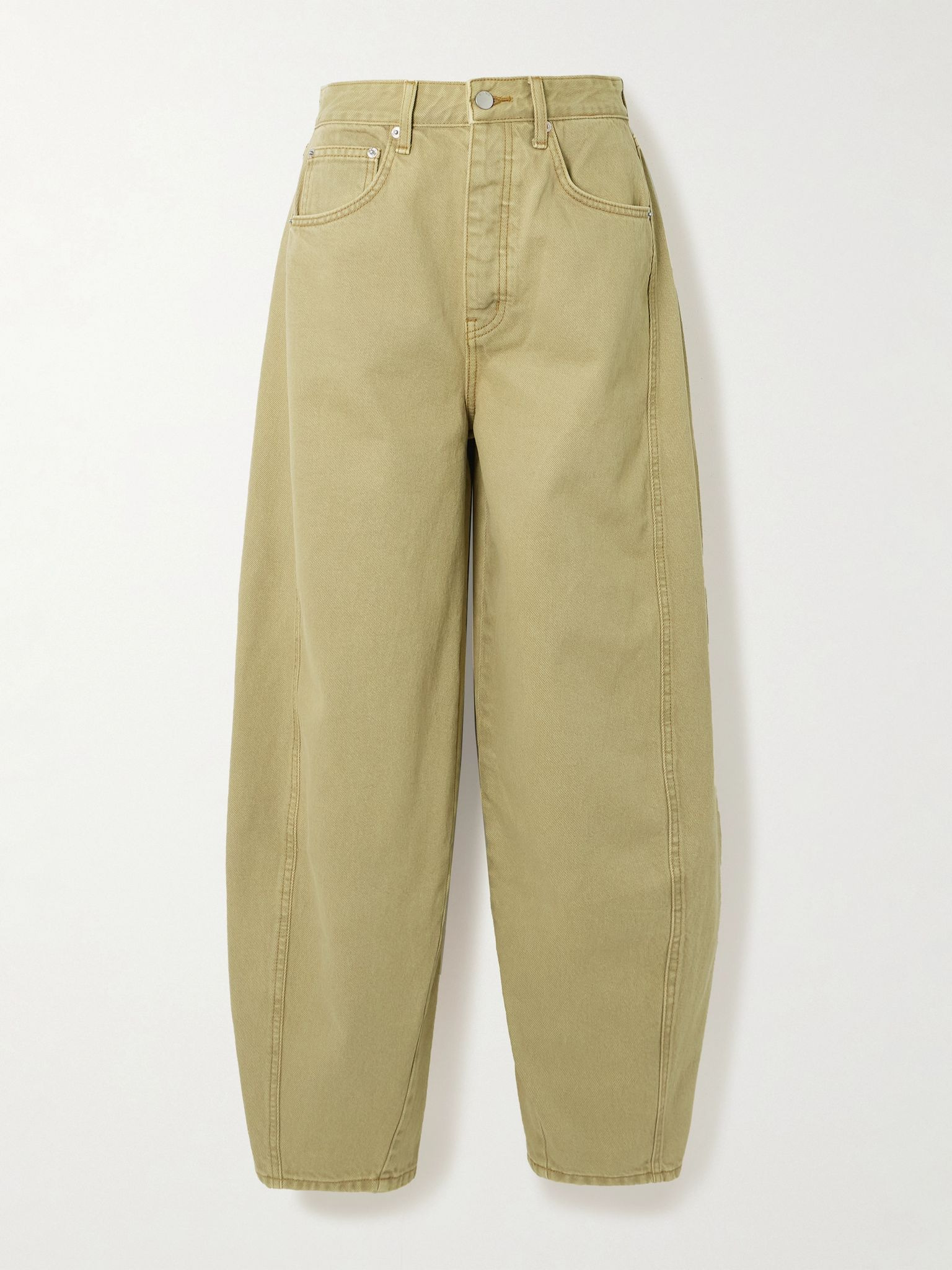 Paneled mid-rise wide-leg organic jeans Sand - 1