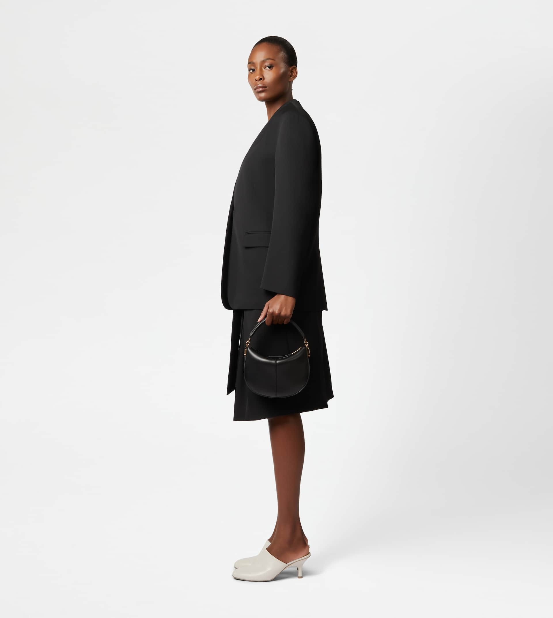TOD'S T CASE HOBO BAG IN LEATHER MINI - BLACK - 3