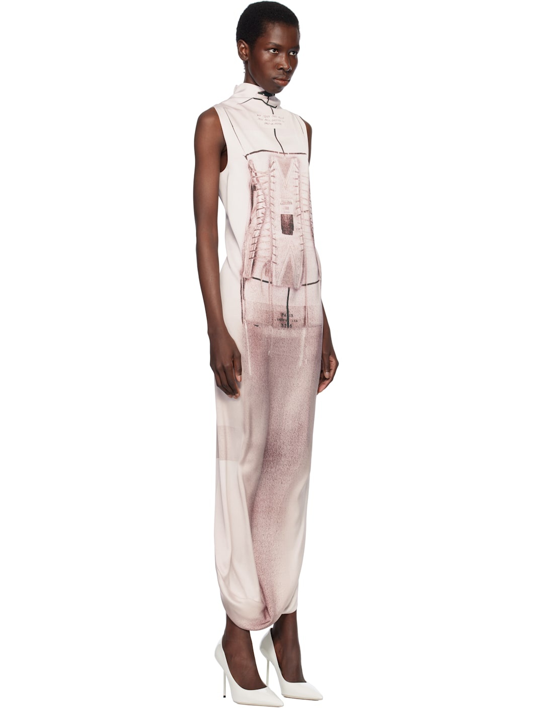 White & Pink 'The Draped Trompe-L'œil Corset' Maxi Dress - 2
