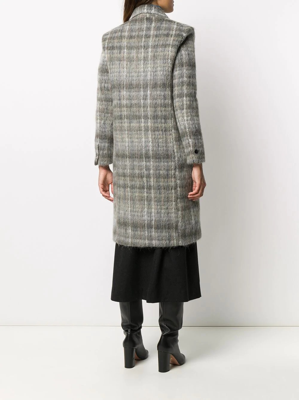 plaid double-breasted wool coat - 4