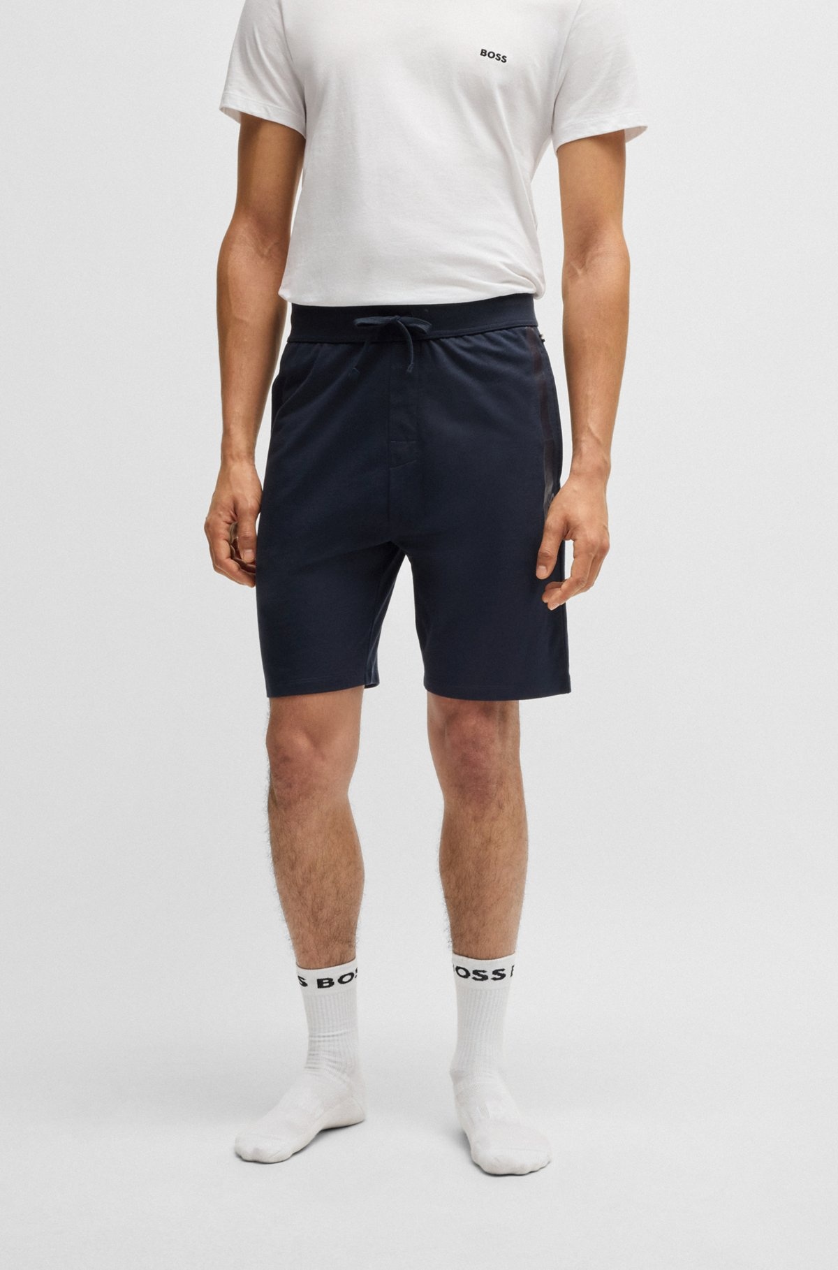COTTON-TERRY SHORTS WITH METALLIC LOGO - 2
