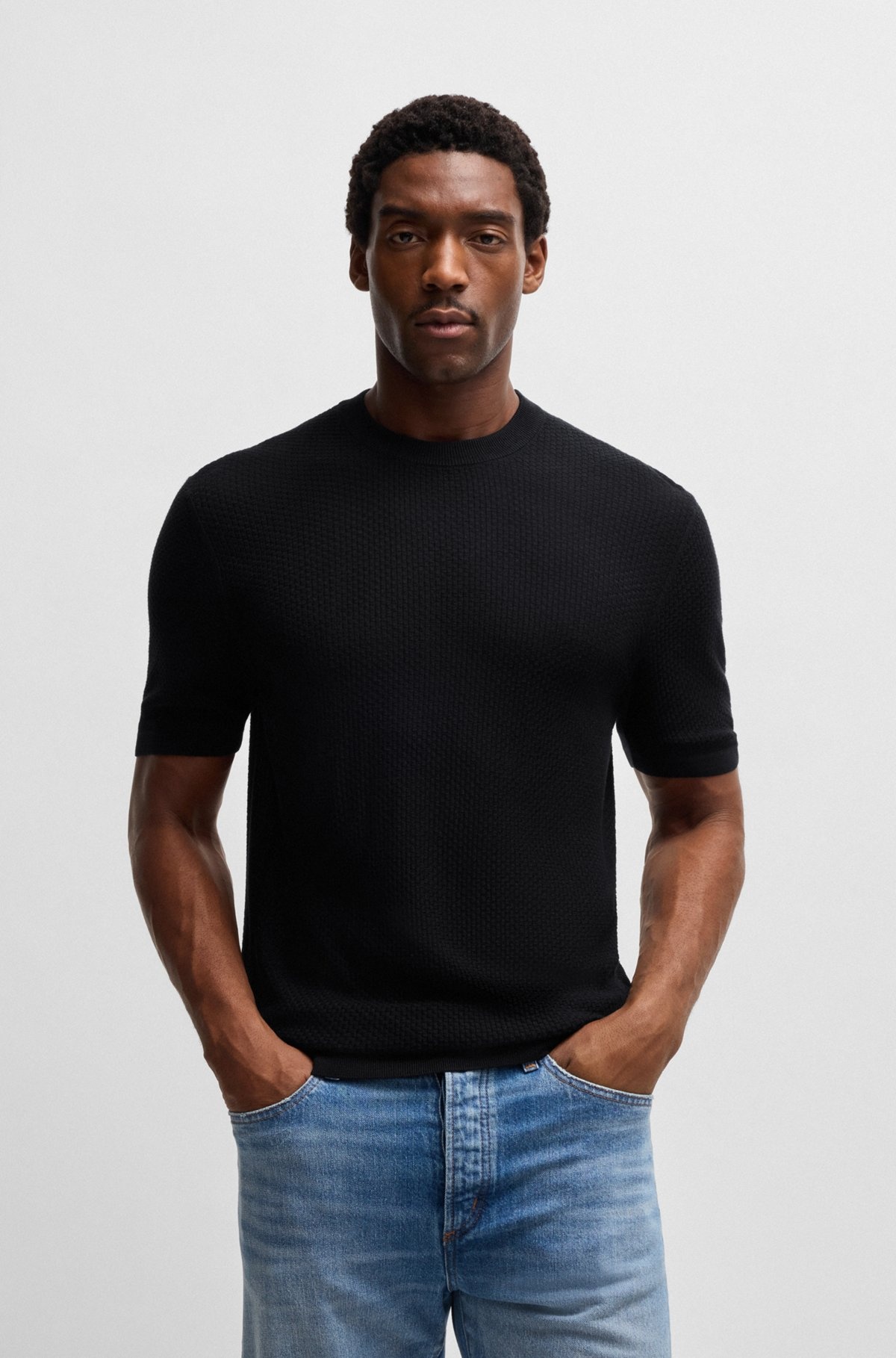 SILK SWEATER WITH KNITTED STRUCTURE - 2