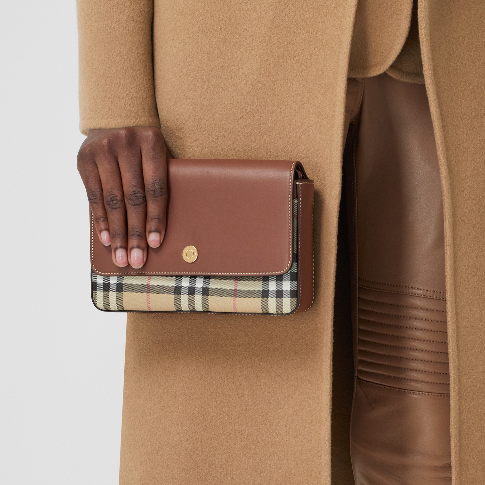 Vintage Check and Leather Penny Bag - 9