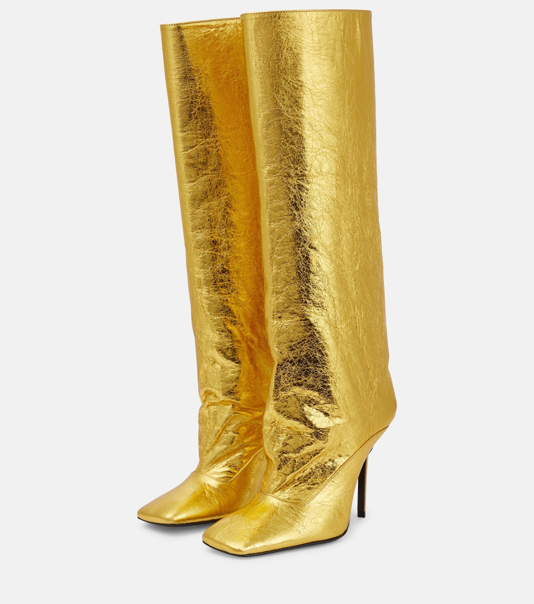 Sienna crinkled laminated leather knee-high boots 105mm - 5