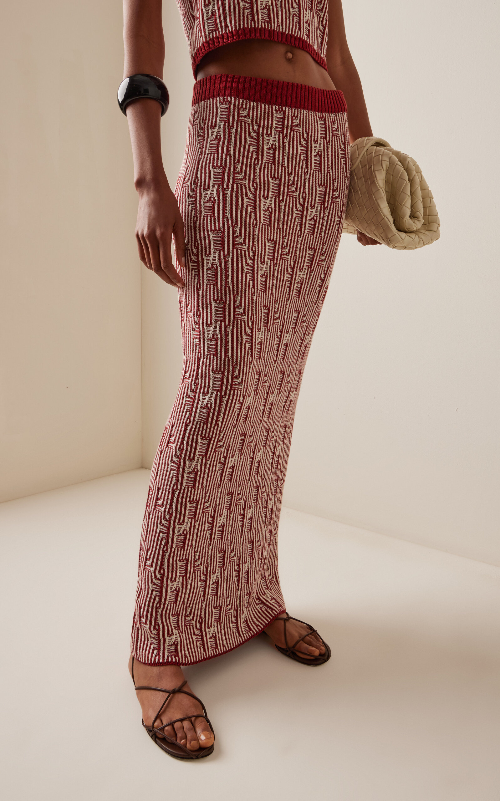 Tayta Knit Cotton Maxi Skirt burgundy - 3