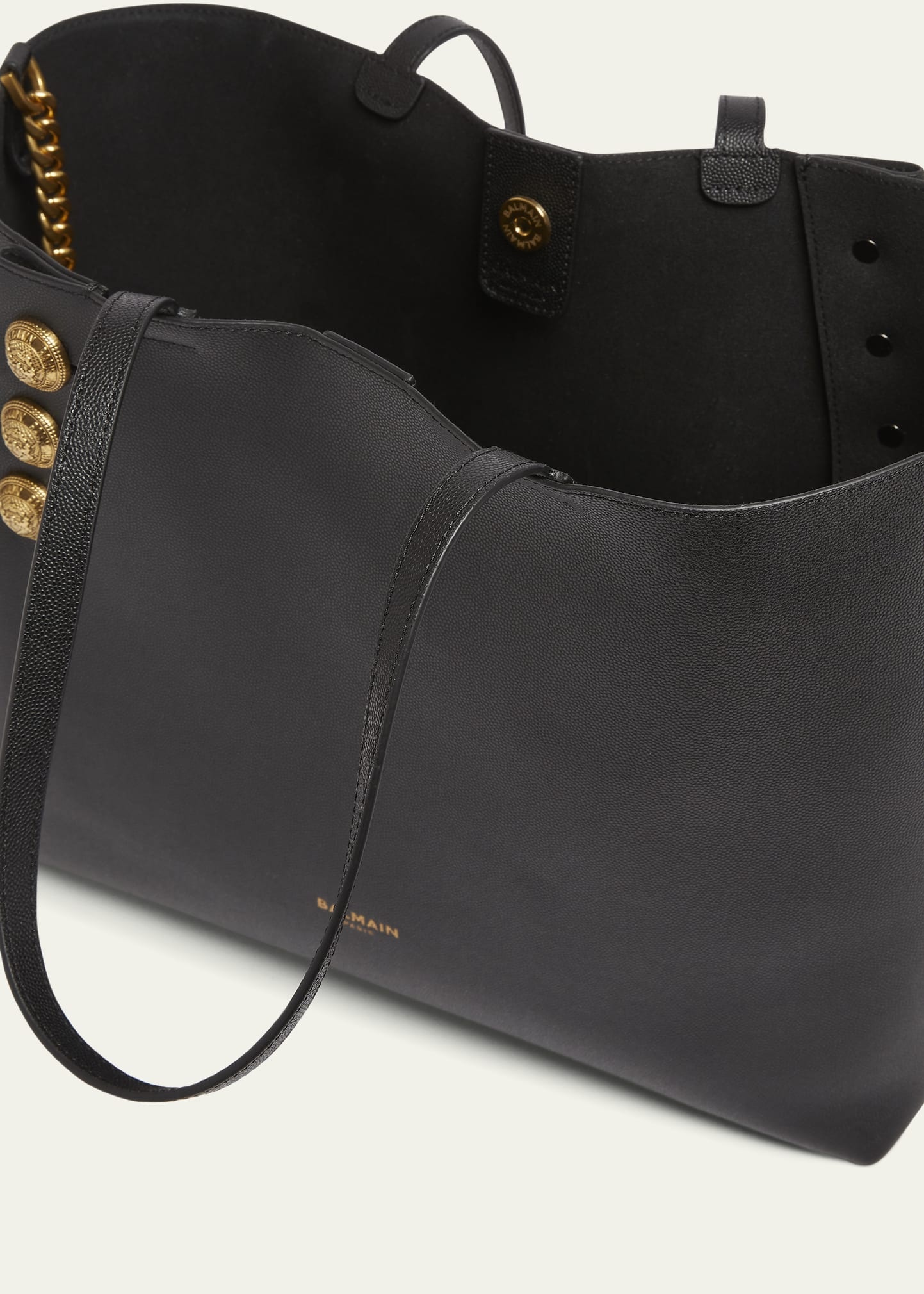 Embleme Shopper Tote Bag in Grained Leather - 4