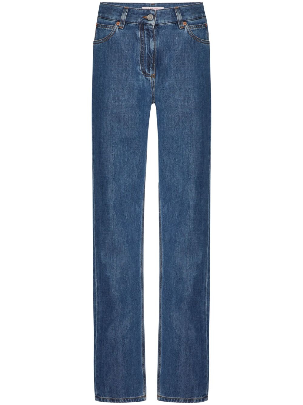 mid-rise straight leg cotton jeans - 1