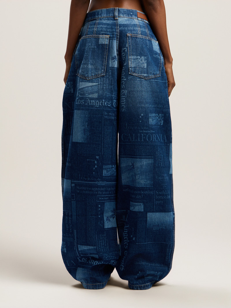 Newsprint Baggy Denim Pants 3