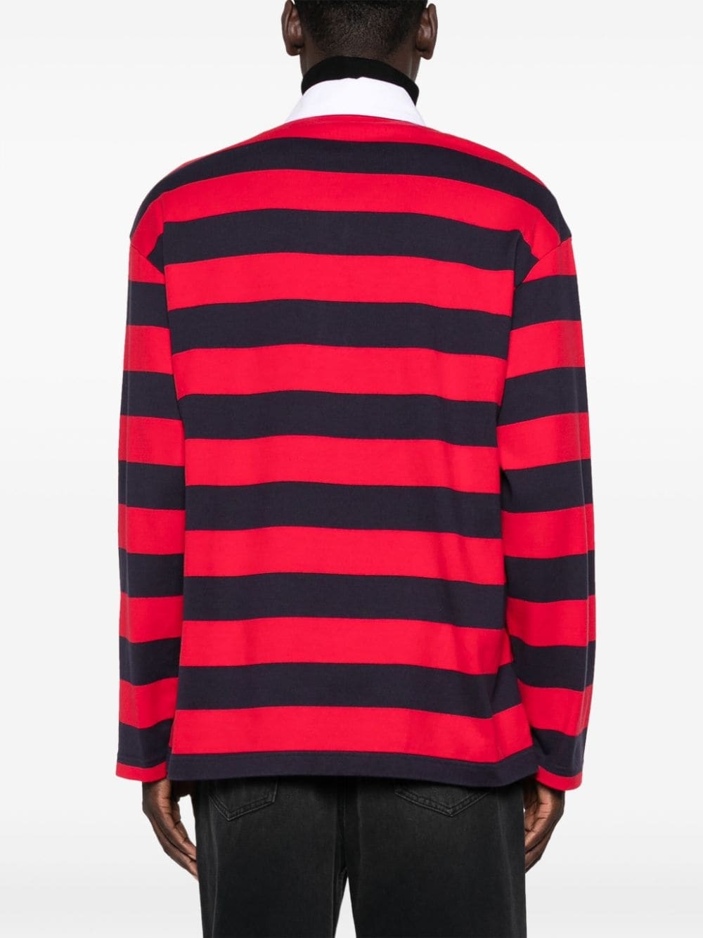 striped logo-print cotton polo - 4