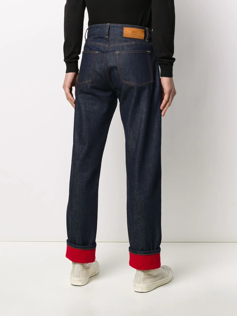 contrasting hem straight-leg jeans - 4