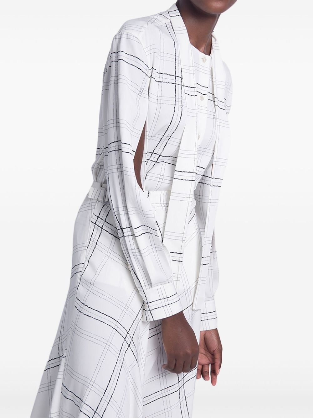 checked tie-strap shirt - 4