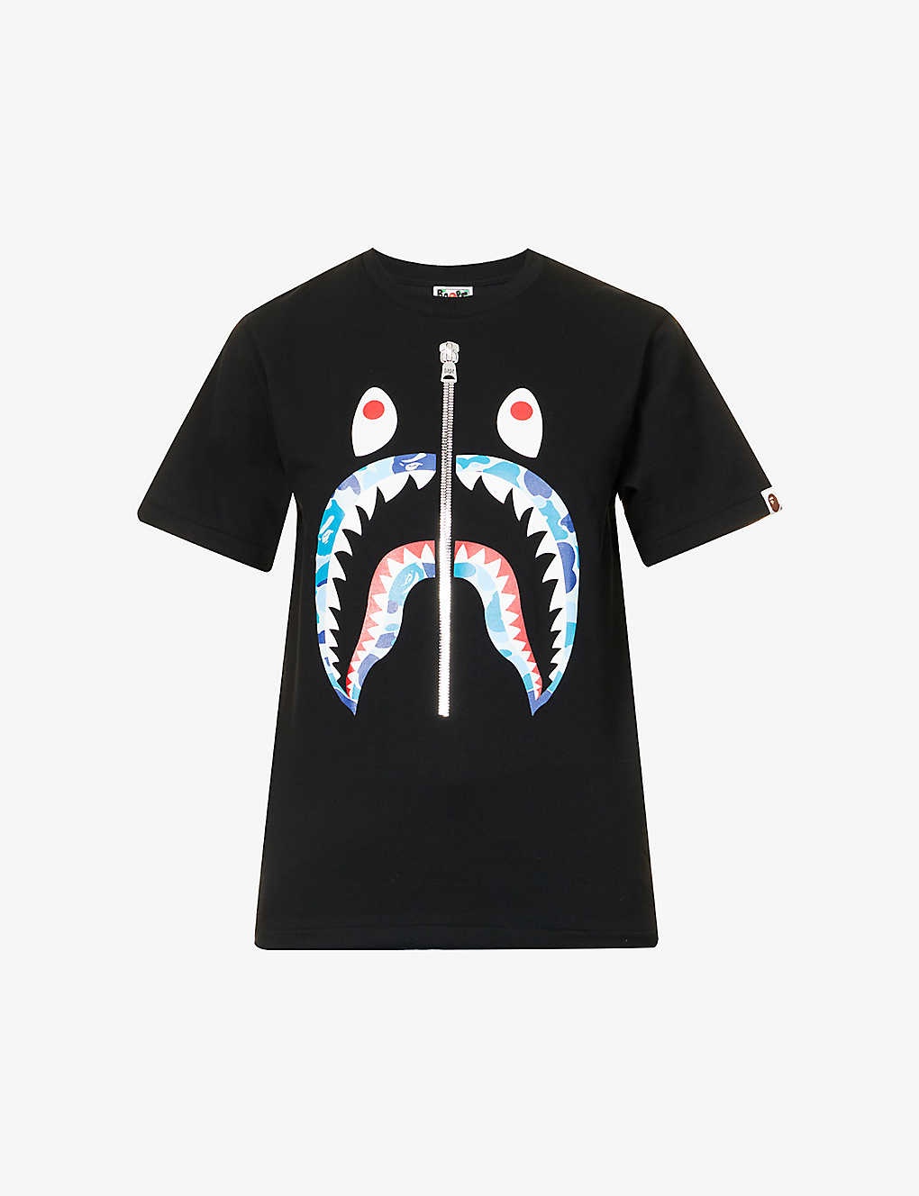 Camo shark-print cotton-jersey T-shirt - 1