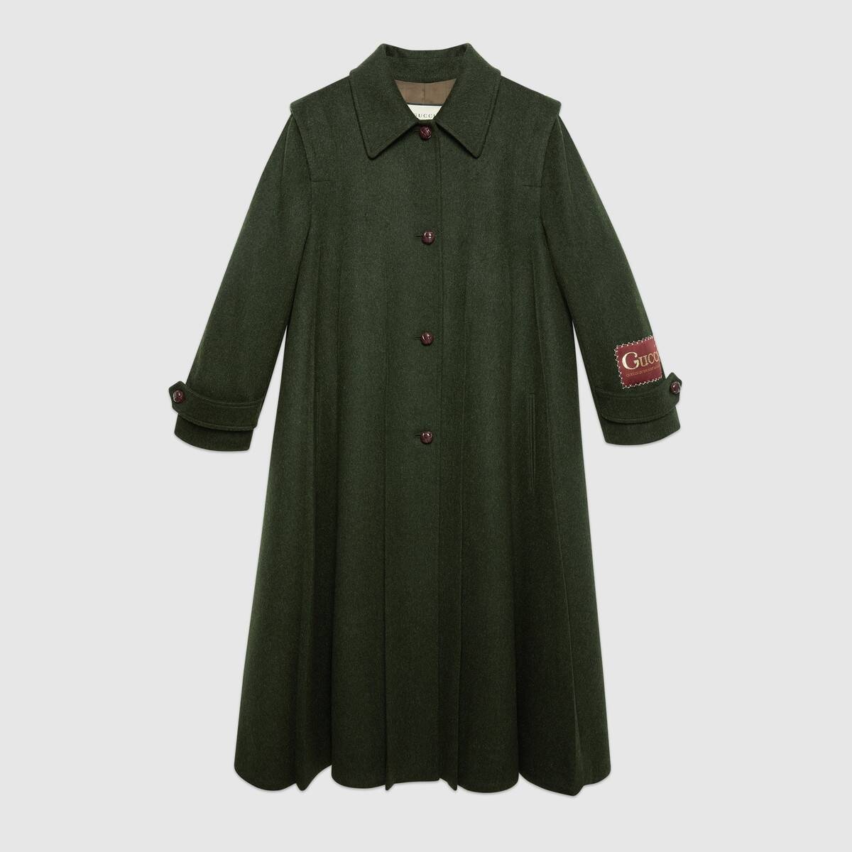 Wool alpaca coat with Gucci label - 1