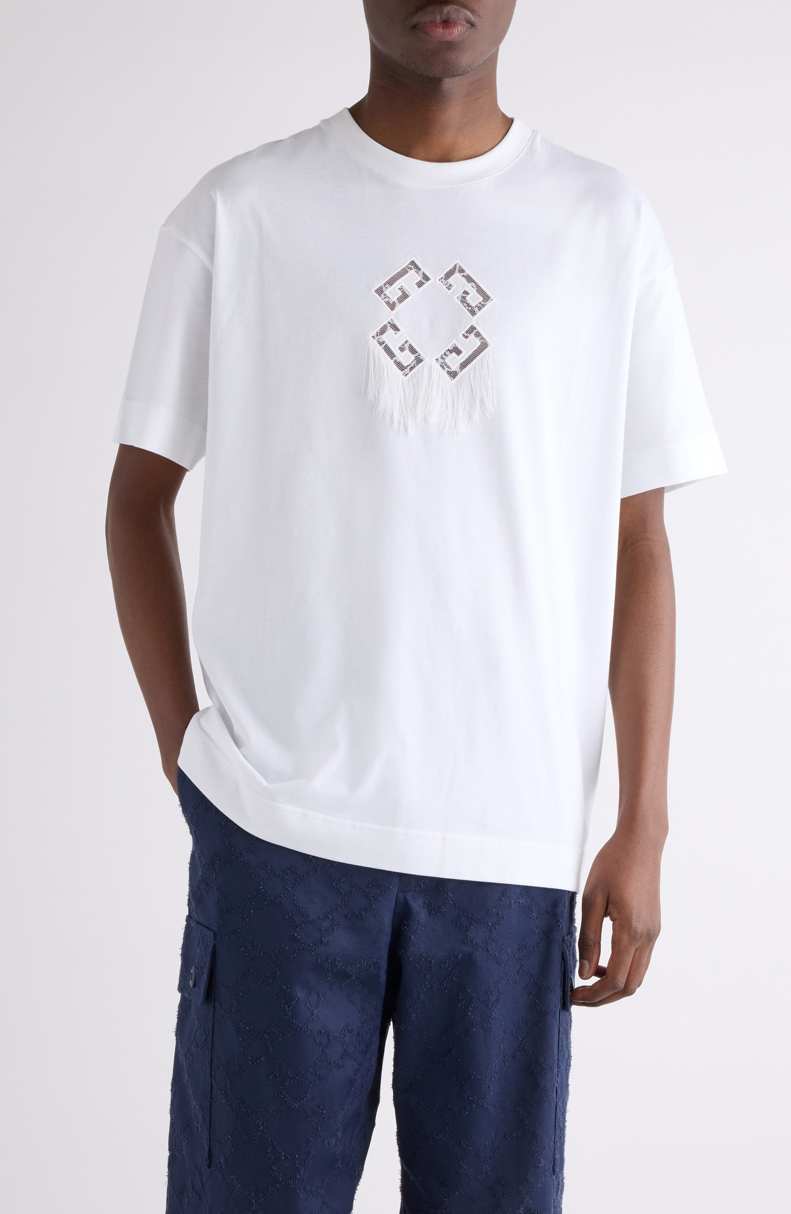 Givenchy Regular Fit 4G Lace Cutout T-Shirt in White at Nordstrom - 1