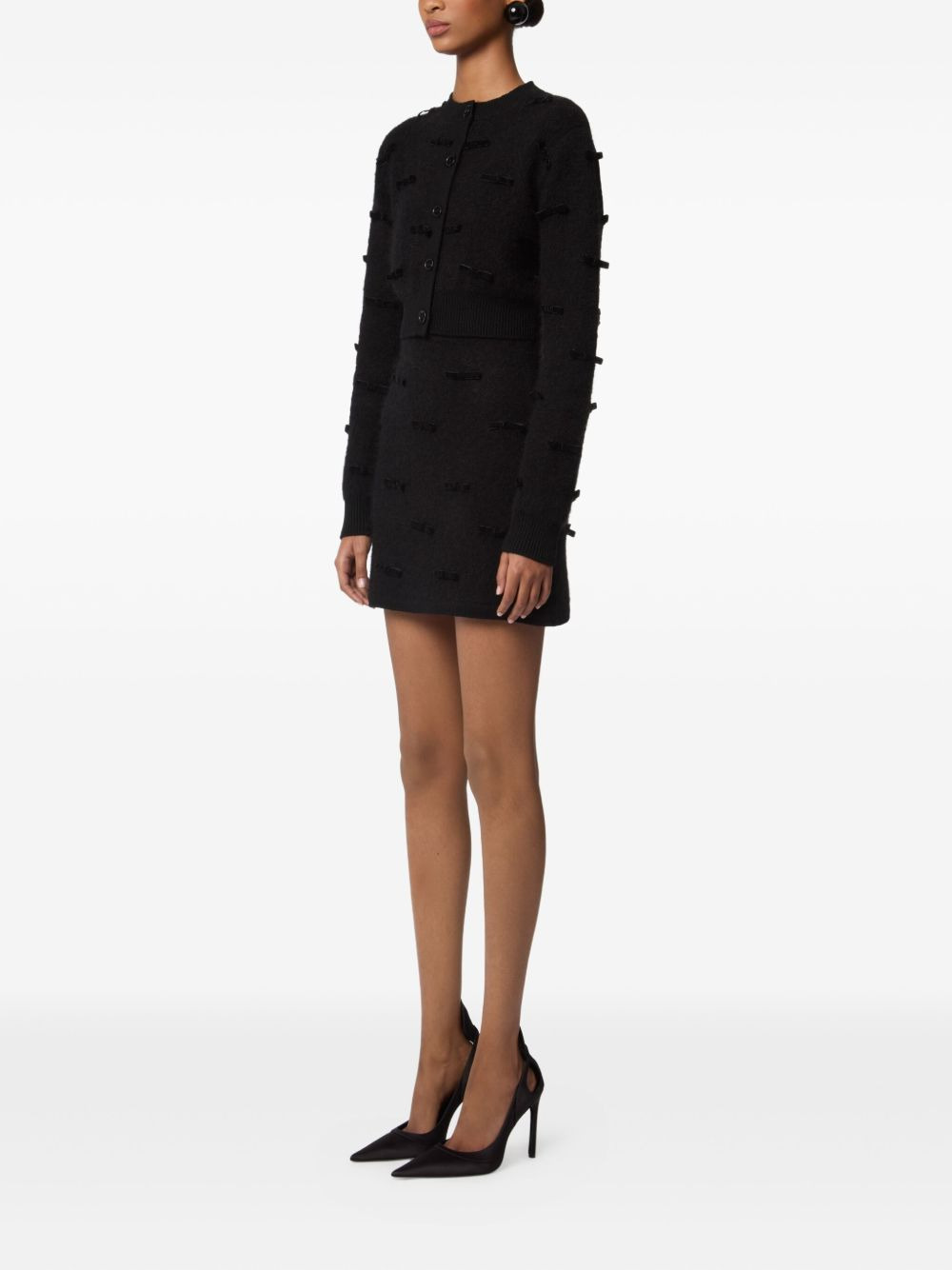 bow-embellished knit mini skirt - 3