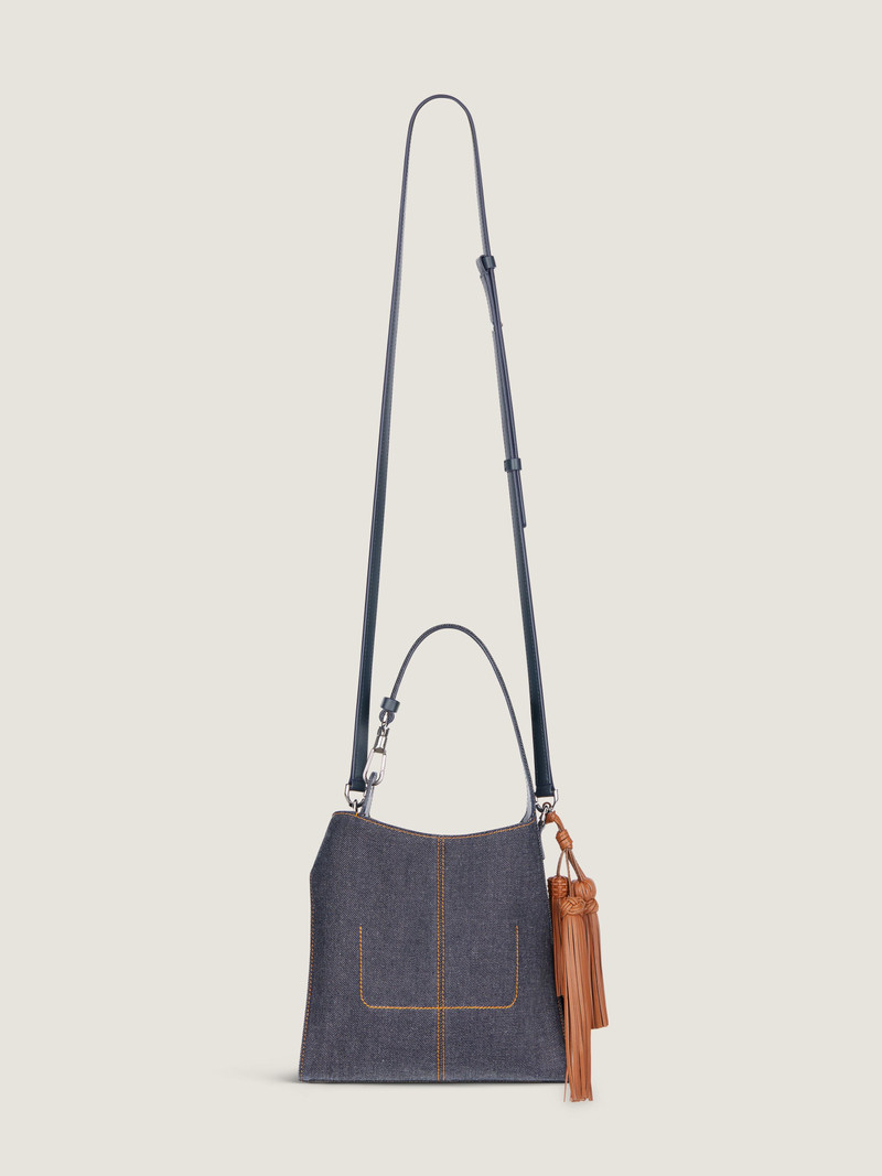 MINI BELTED HOBO BAG IN DENIM 3