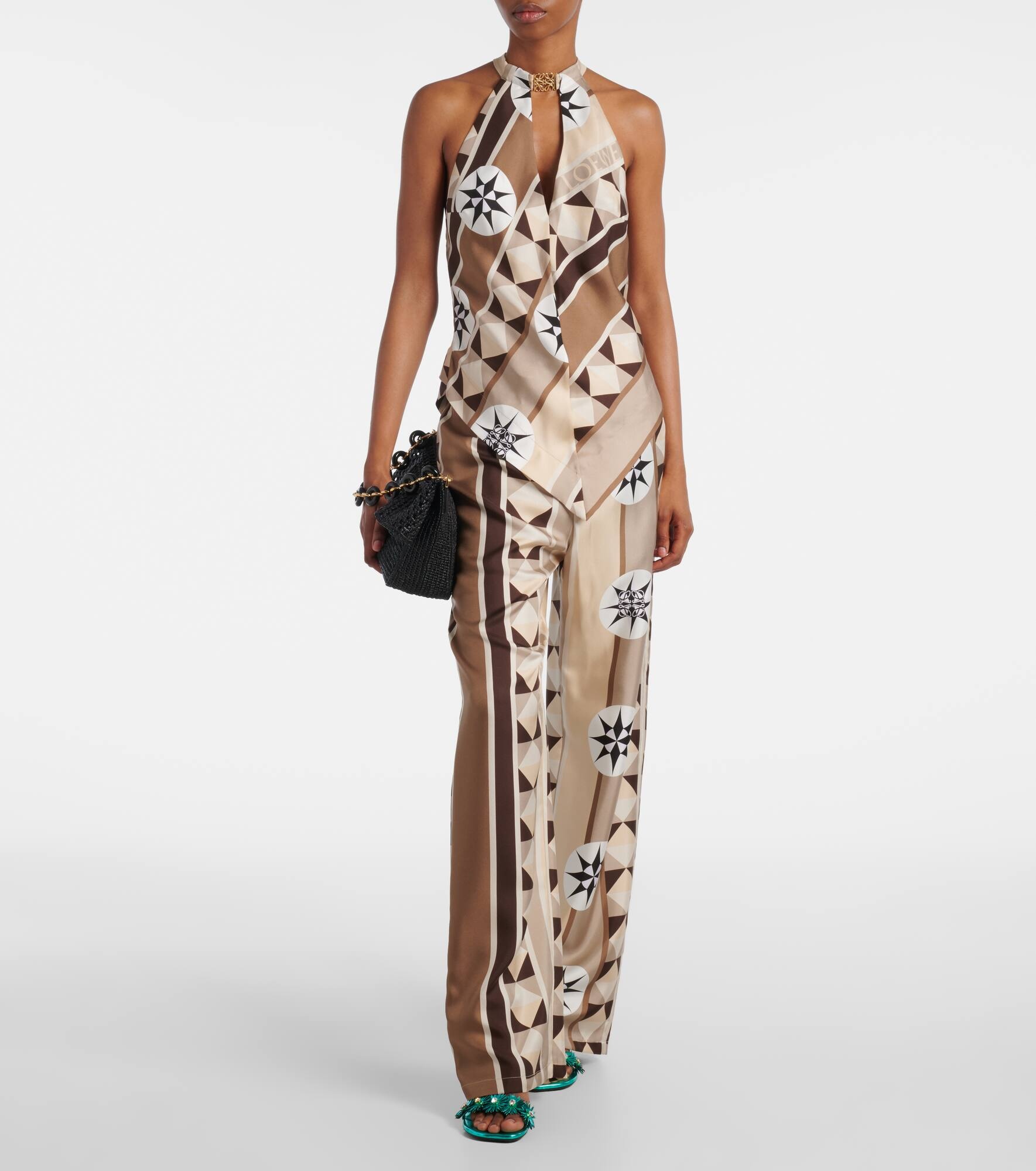 Paula's Ibiza Anagram printed silk top - 5