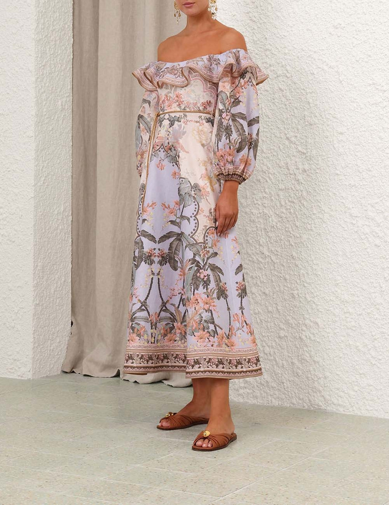 knee length dresses for ladies Zimmermann Wylie Shell Crochet Midi Dress Taupe – blueandcream main image 1