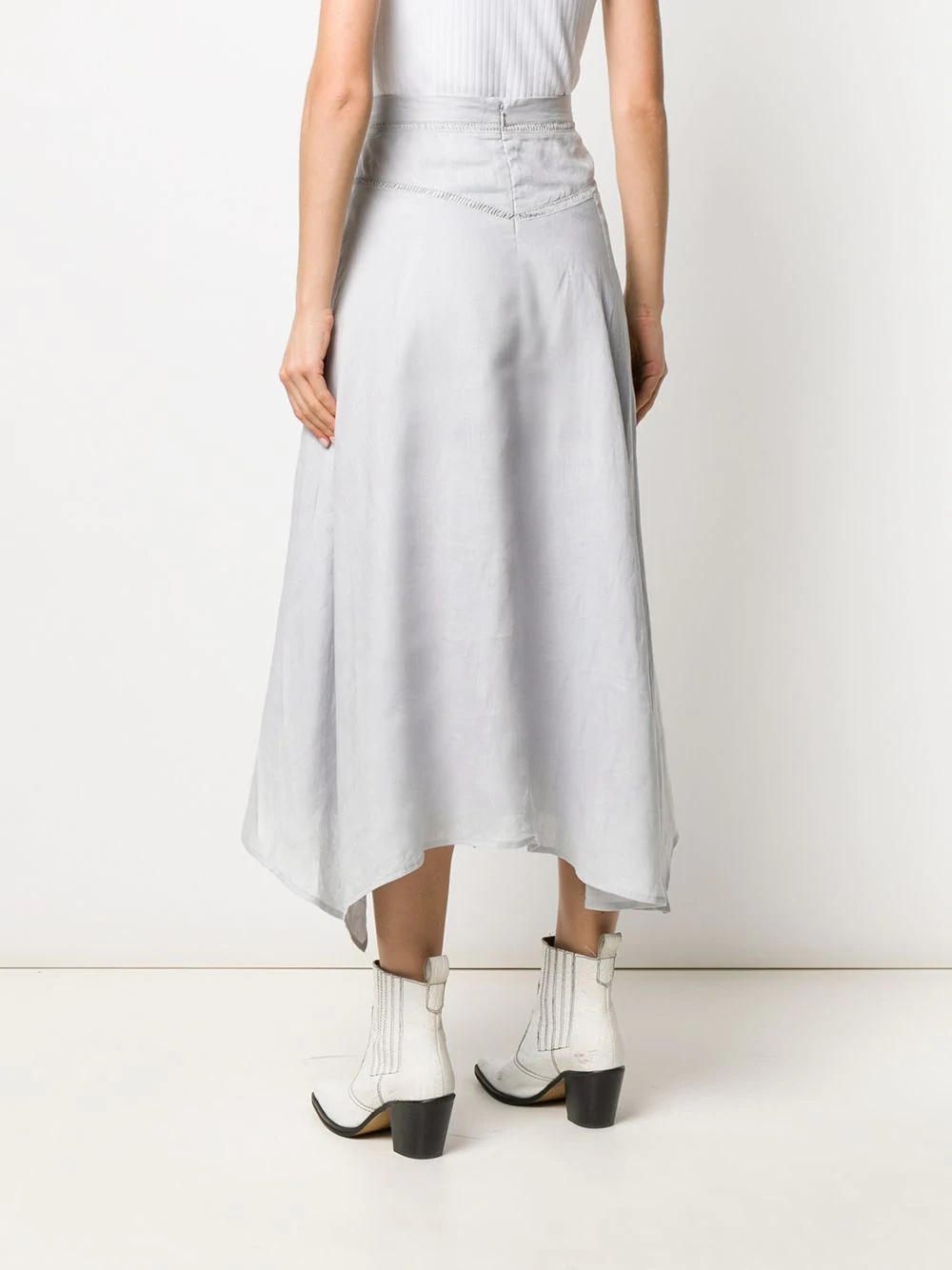 asymmetric flared midi skirt - 4