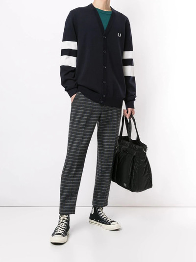 Fred Perry striped-sleeves logo cardigan outlook