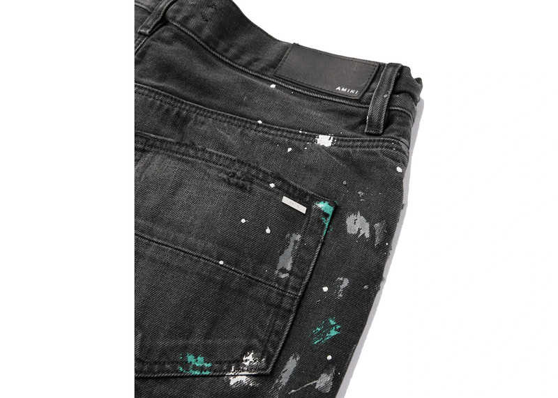 AMIRI AMIRI Paint Splatter Denim Shorts Black outlook