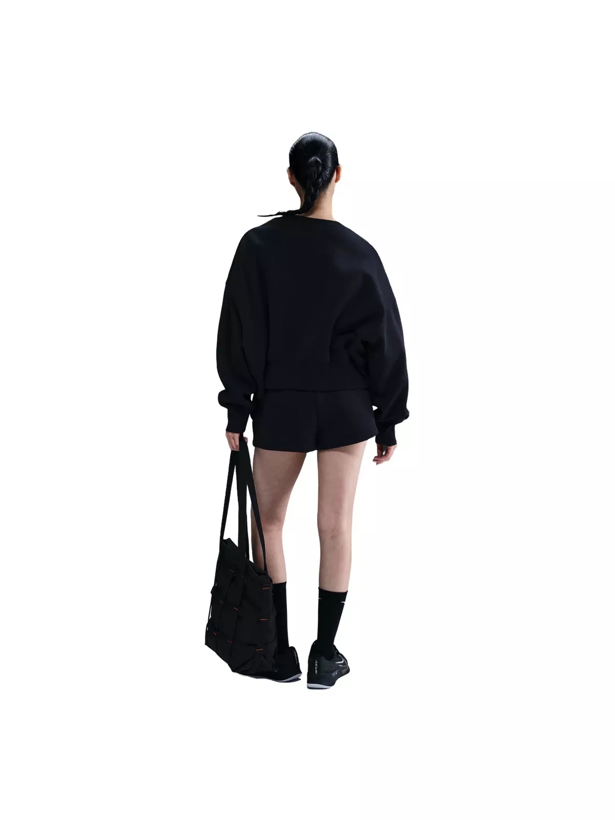 Court Women's Phoenix Fleece High-Waisted Loose Shorts-Black - 4