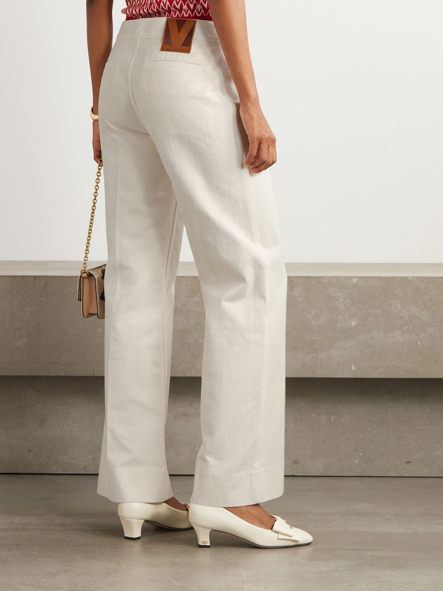 Embellished straight-leg jeans Cream - 3