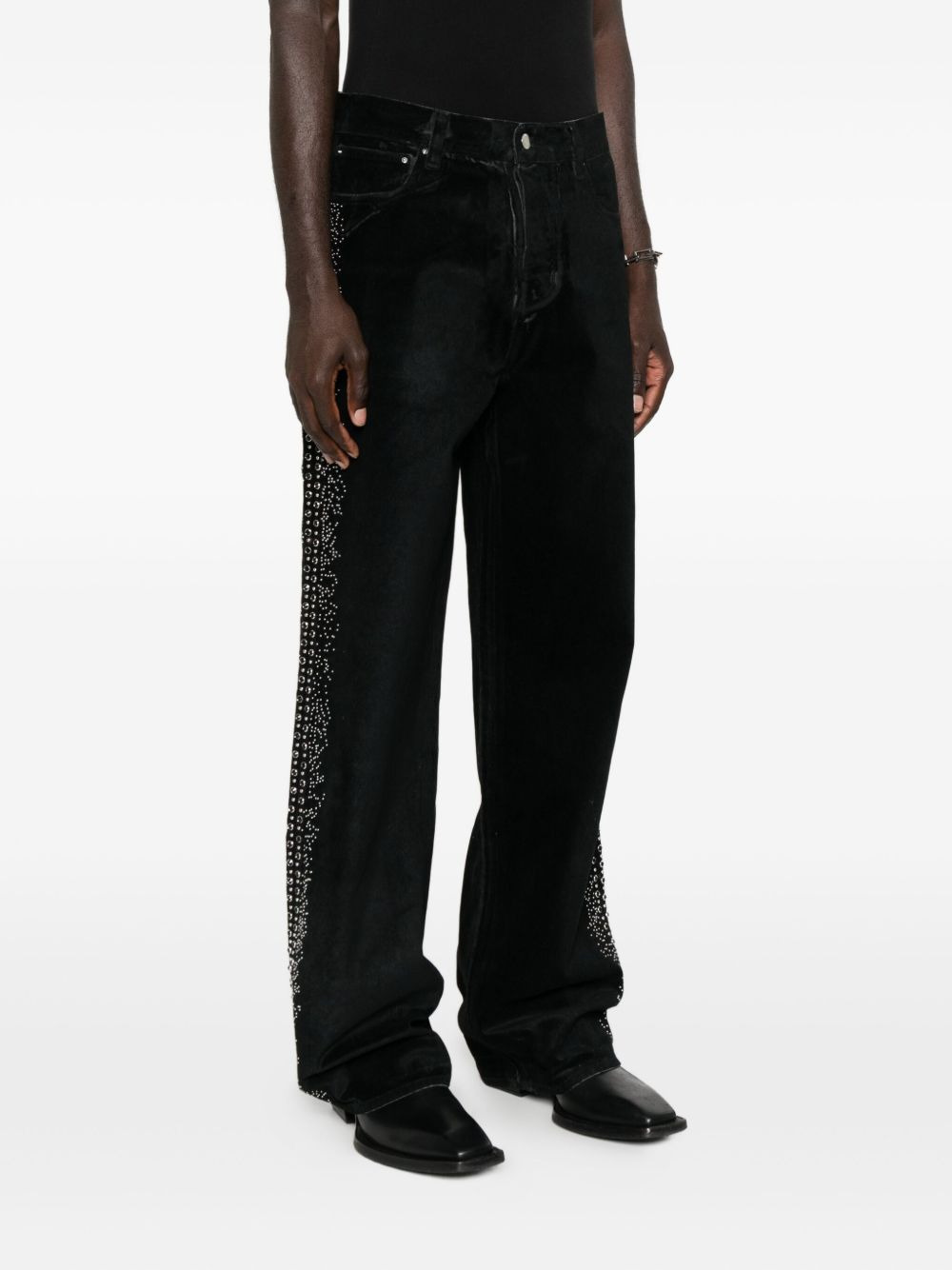 embellished velvet jeans - 3