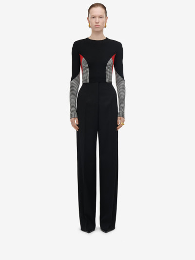 Alexander McQueen Women's Dogtooth Colour-block Jumper in Black/white/red outlook