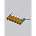 BROWN WHITE AND BLUE SAFFIANO LEATHER ZIP-AROUND WALLET - 4
