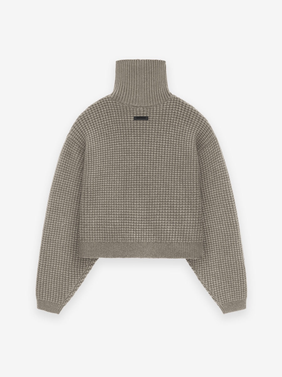 Women's Heavy Waffle Cropped Turtleneck - 2