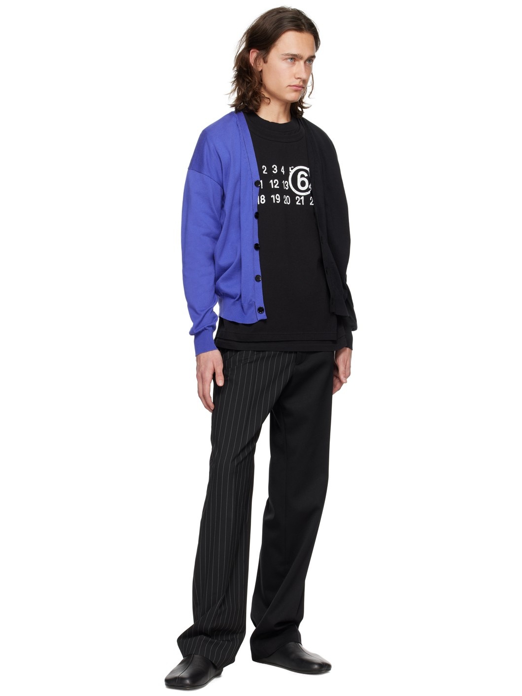 Blue & Black Paneled Cardigan - 4