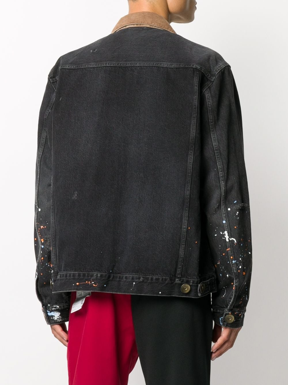 paint-splatter layered denim jacket - 4