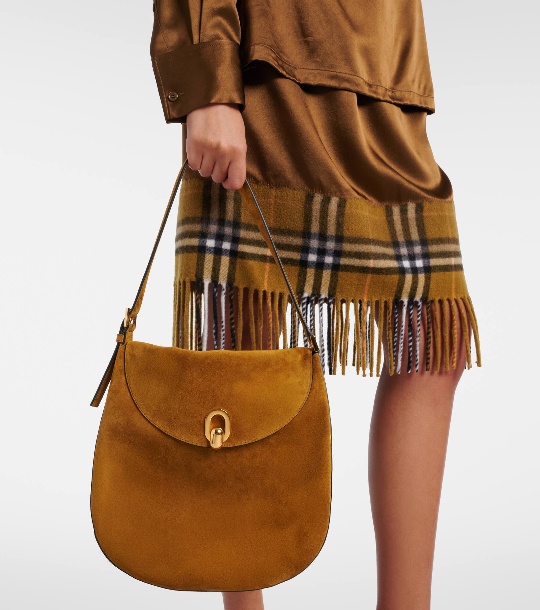 Tondo Large suede shoulder bag - 6