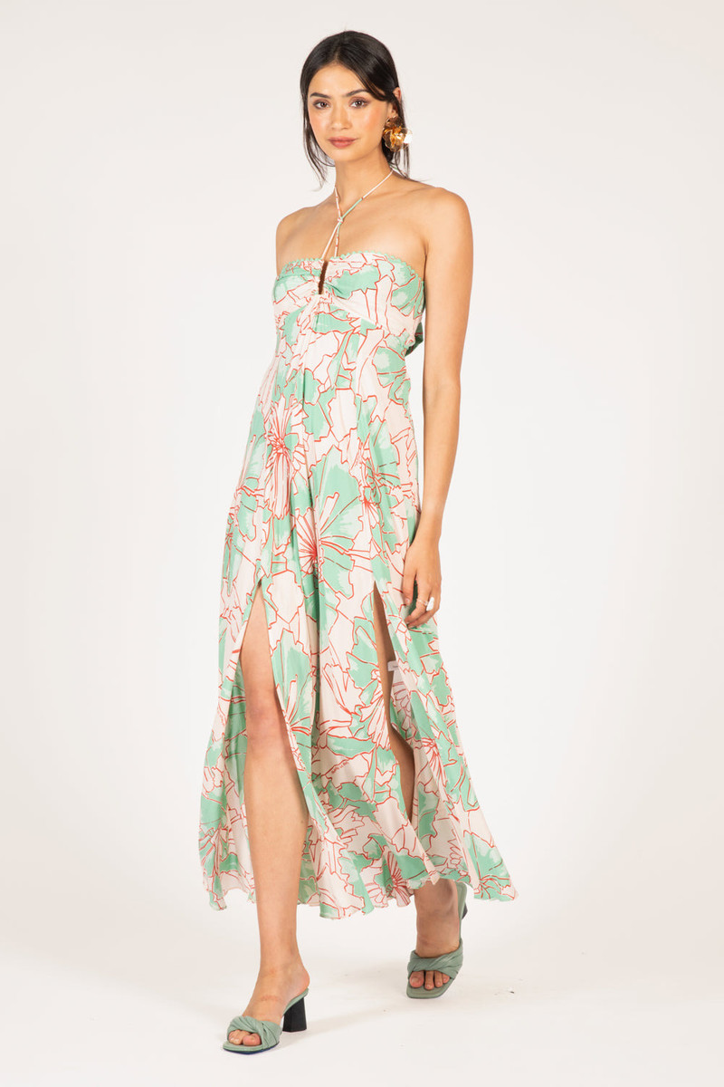 Long Dress Carla - Green Petal 4