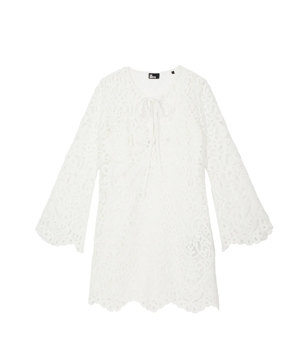 SHORT WHITE LACE DRESS - 1