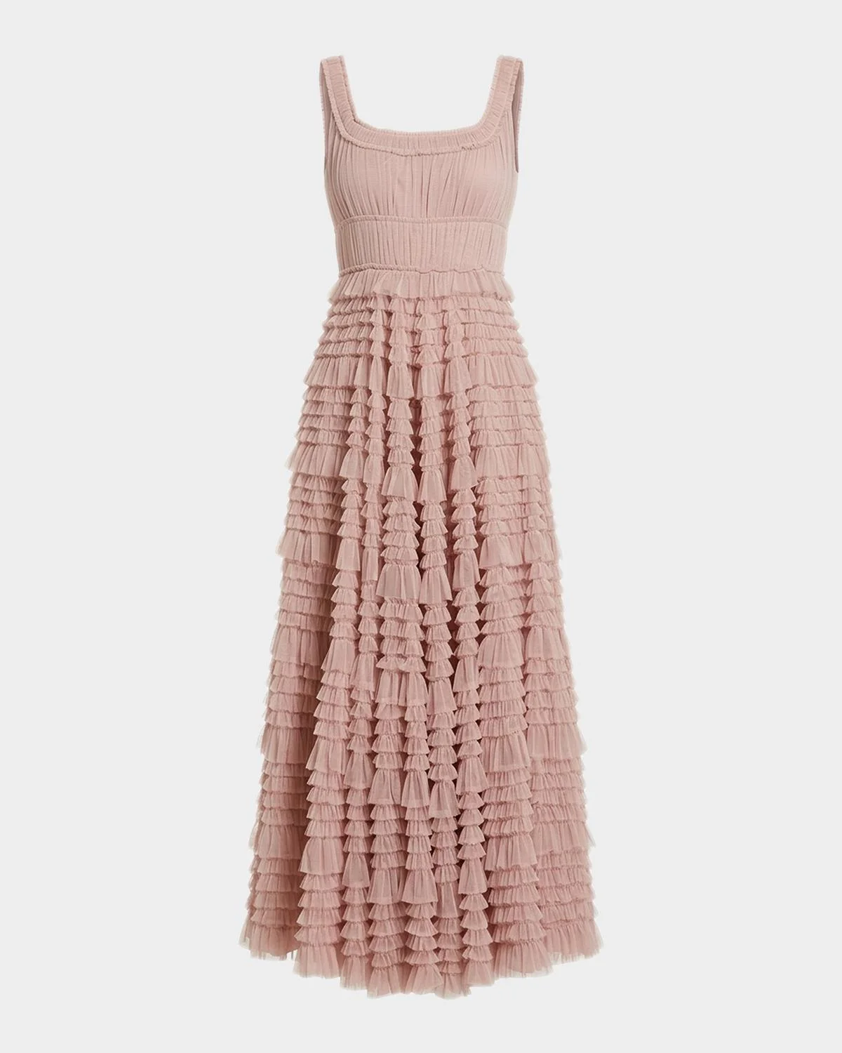 Micro Ruffle Mesh Maxi Dress - 1