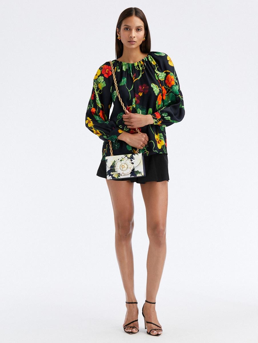 NASTURTIUM SATIN-BACK CREPE BLOUSE - 4