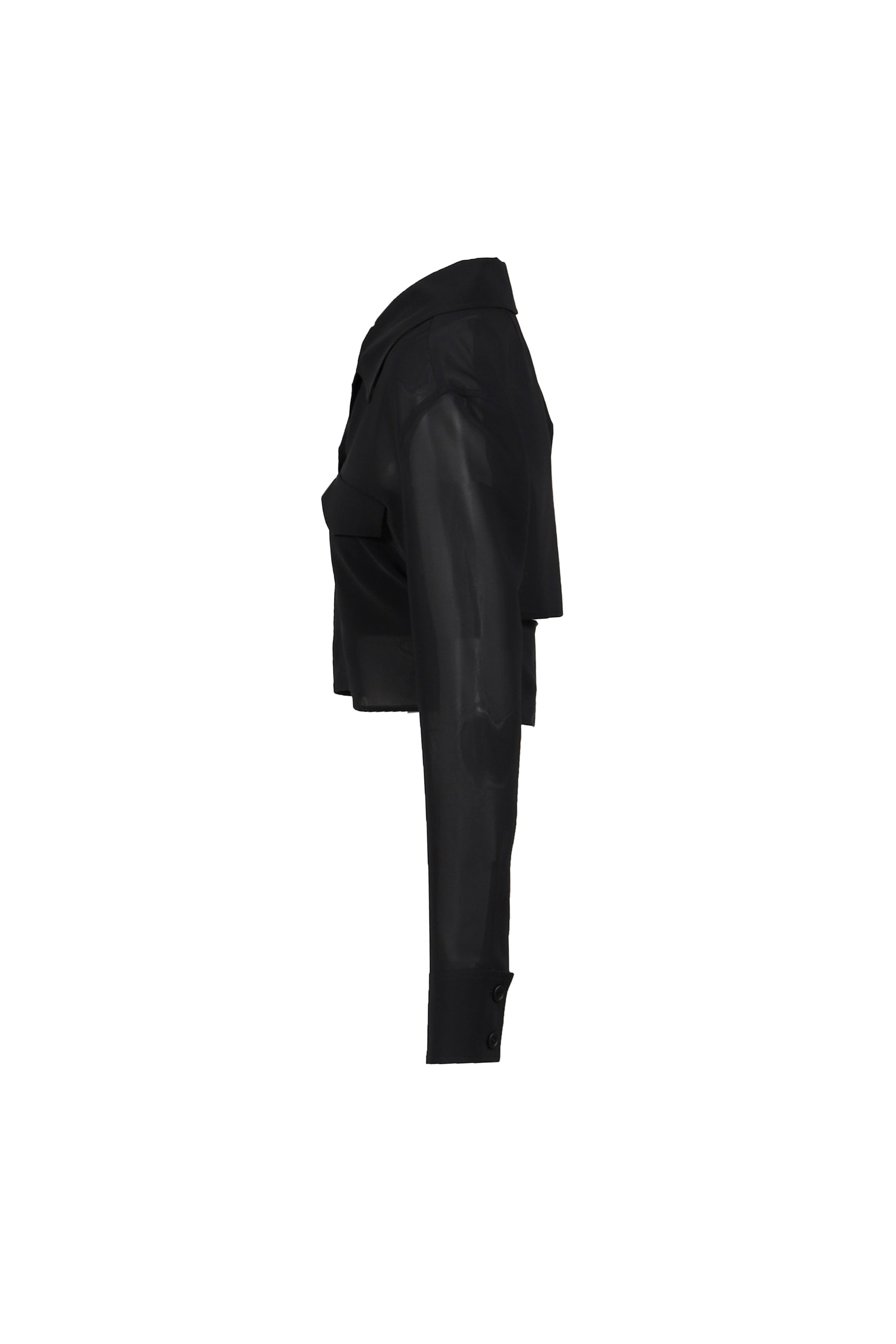 2-POCKET COTTON CROP SHIRT / BLK - 7