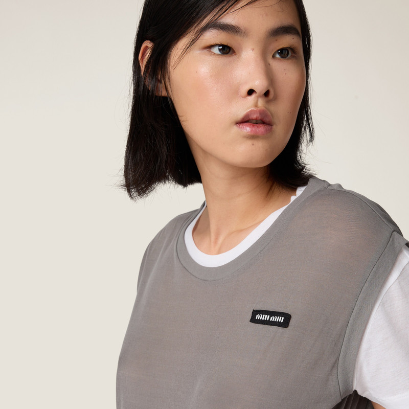 Ribbed knit jersey T-shirt 4