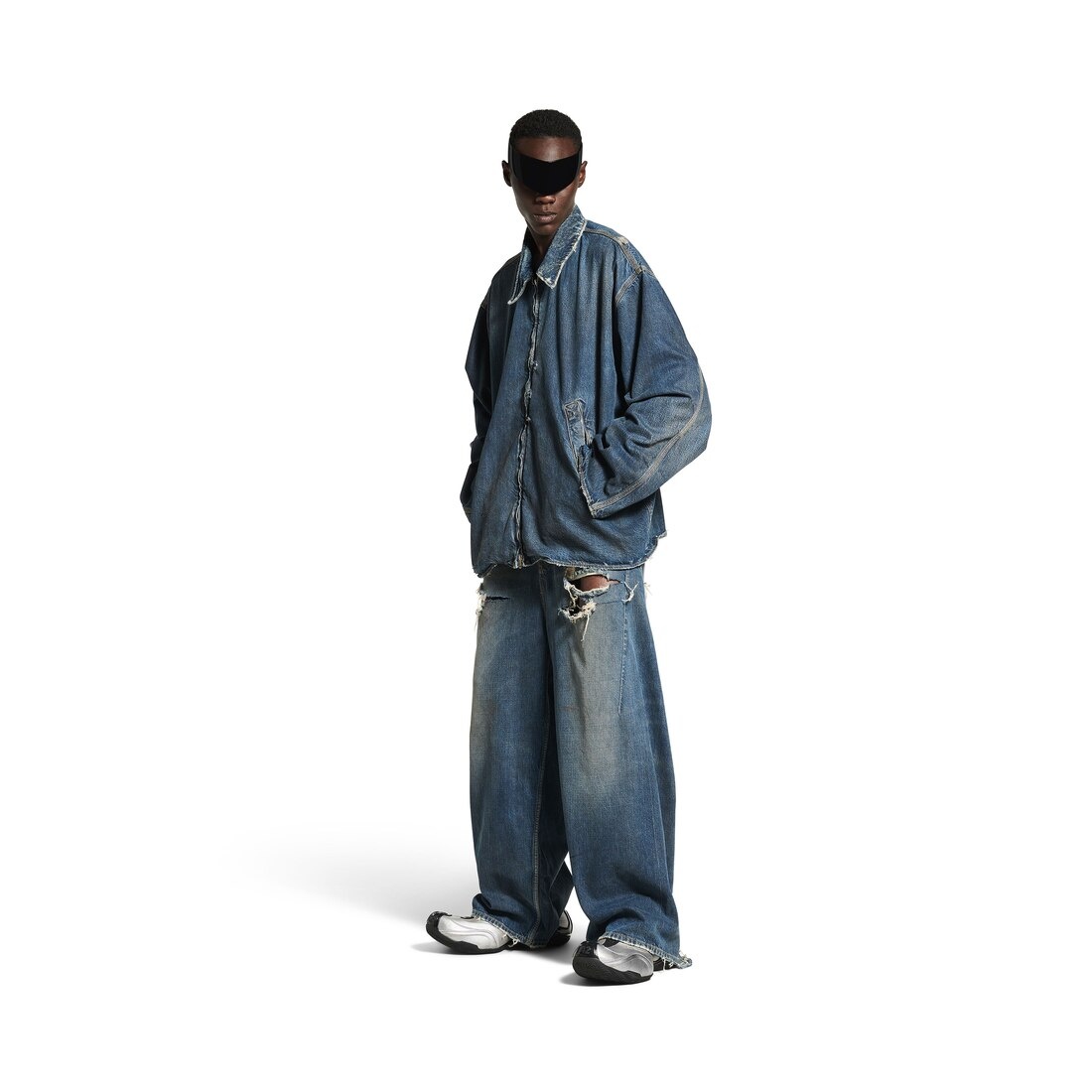 BALENCIAGA Men's Zip-up Denim Jacket in Blue | REVERSIBLE BALENCIAGA Men's Zip-up Denim Jacket in Blue | REVERSIBLE