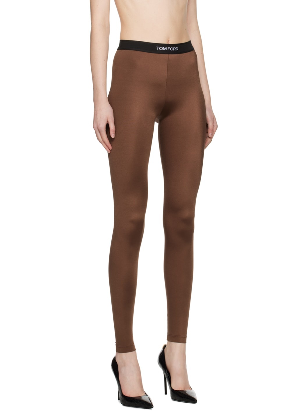 Brown Lustrous Leggings - 2