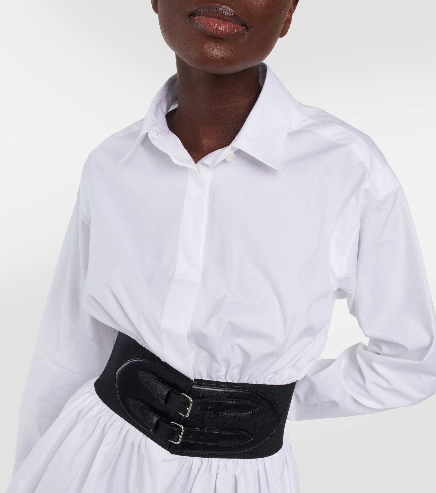 Belted cotton poplin shirt - 4